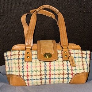 Vintage Coach Wool & Leather Hamptons Bag